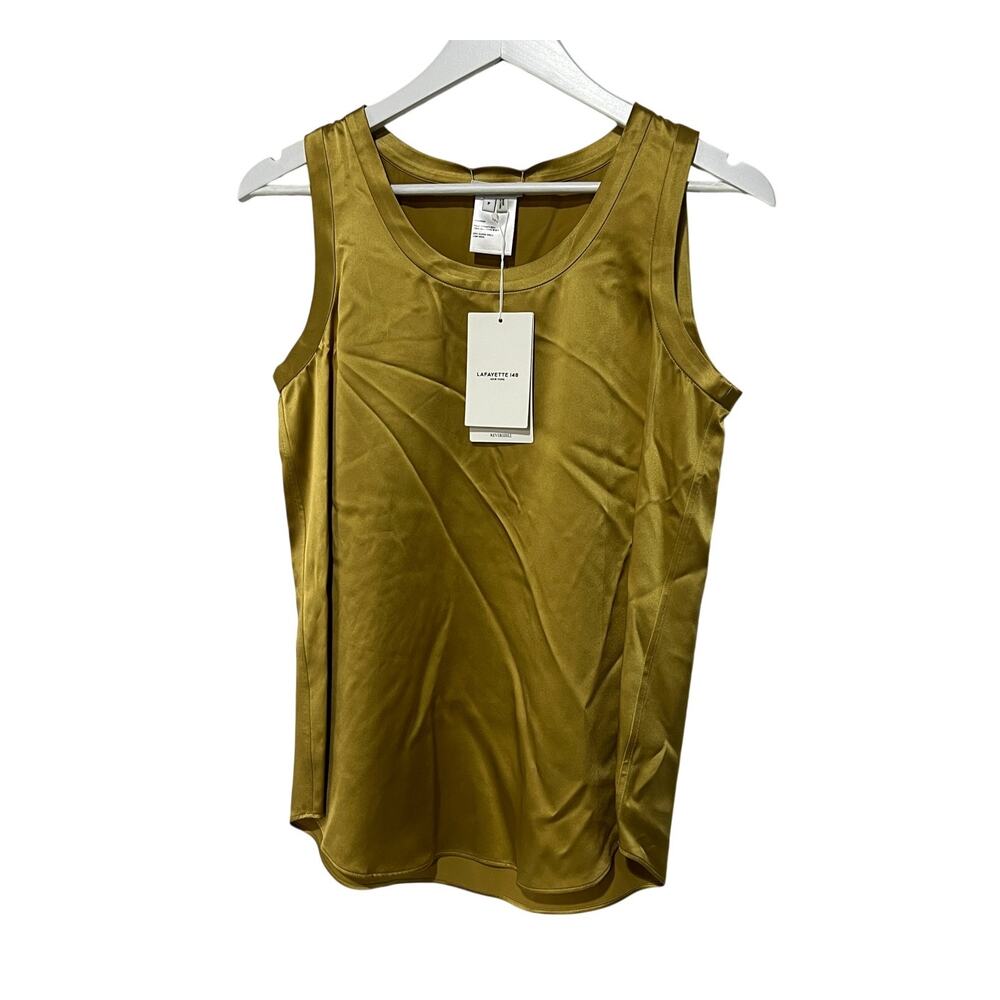 LAFAYETTE 148 WOMENS PETITE XSMALL REVERSIBLE PERLA TANK TOP BLOUSE DESERT GRASS - Picture 2 of 12